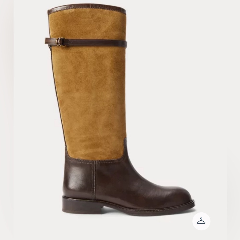 NEW Polo Ralph Lauren Two-Tone Suede & Leather Riding Boots Size 8